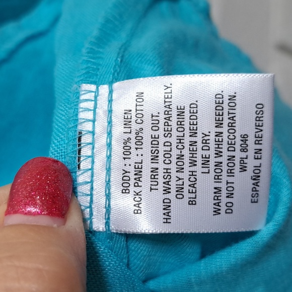 JM Collection 100% Linen Blue Silver Embellished Blouse. Size 14 NWT - Picture 9 of 10